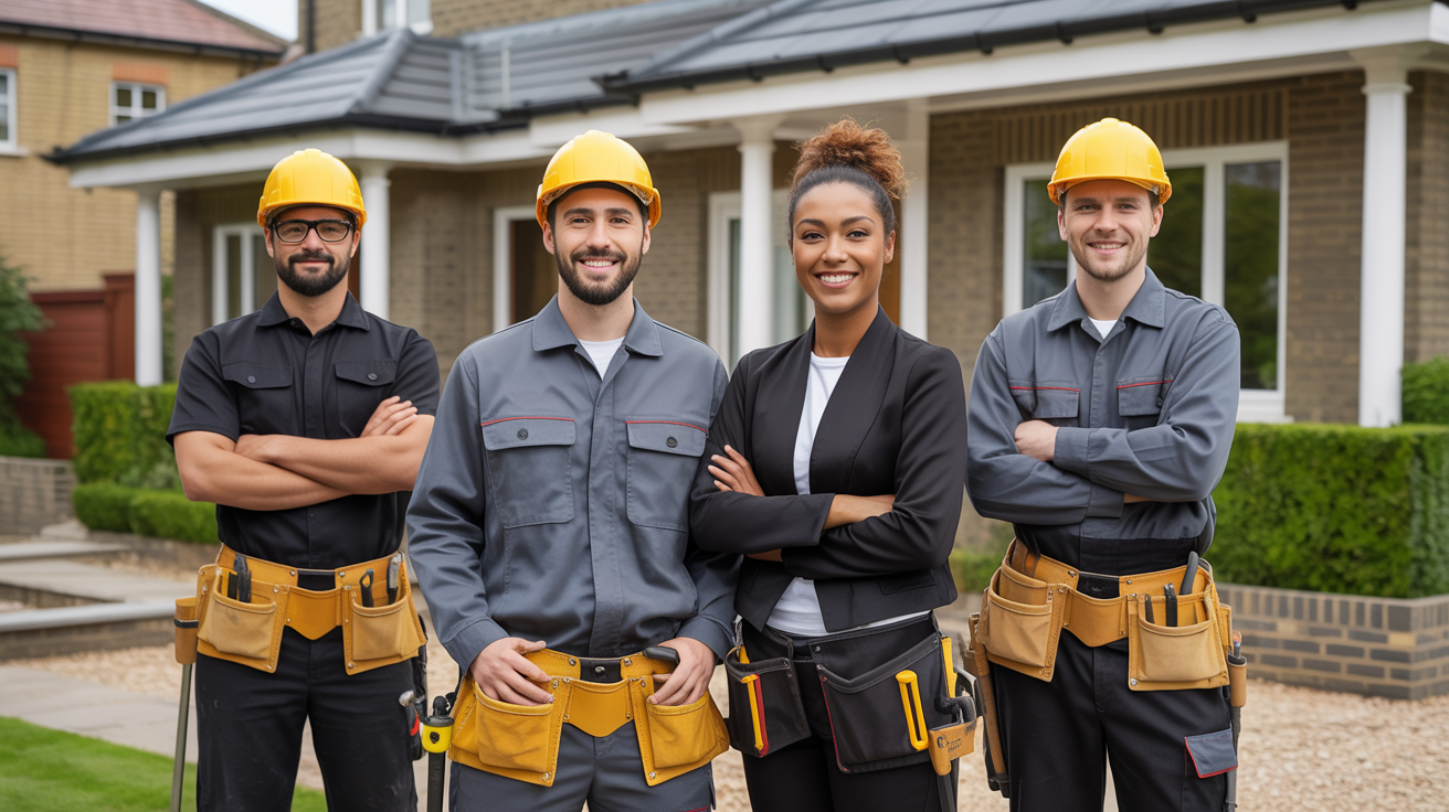 Professional Goldstar Home Improvements team standing in front of a property