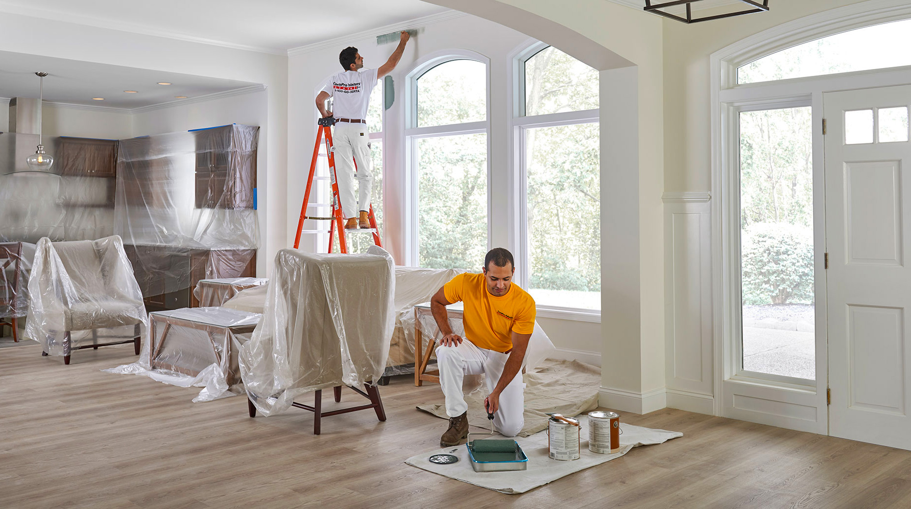 Professional interior painting in progress