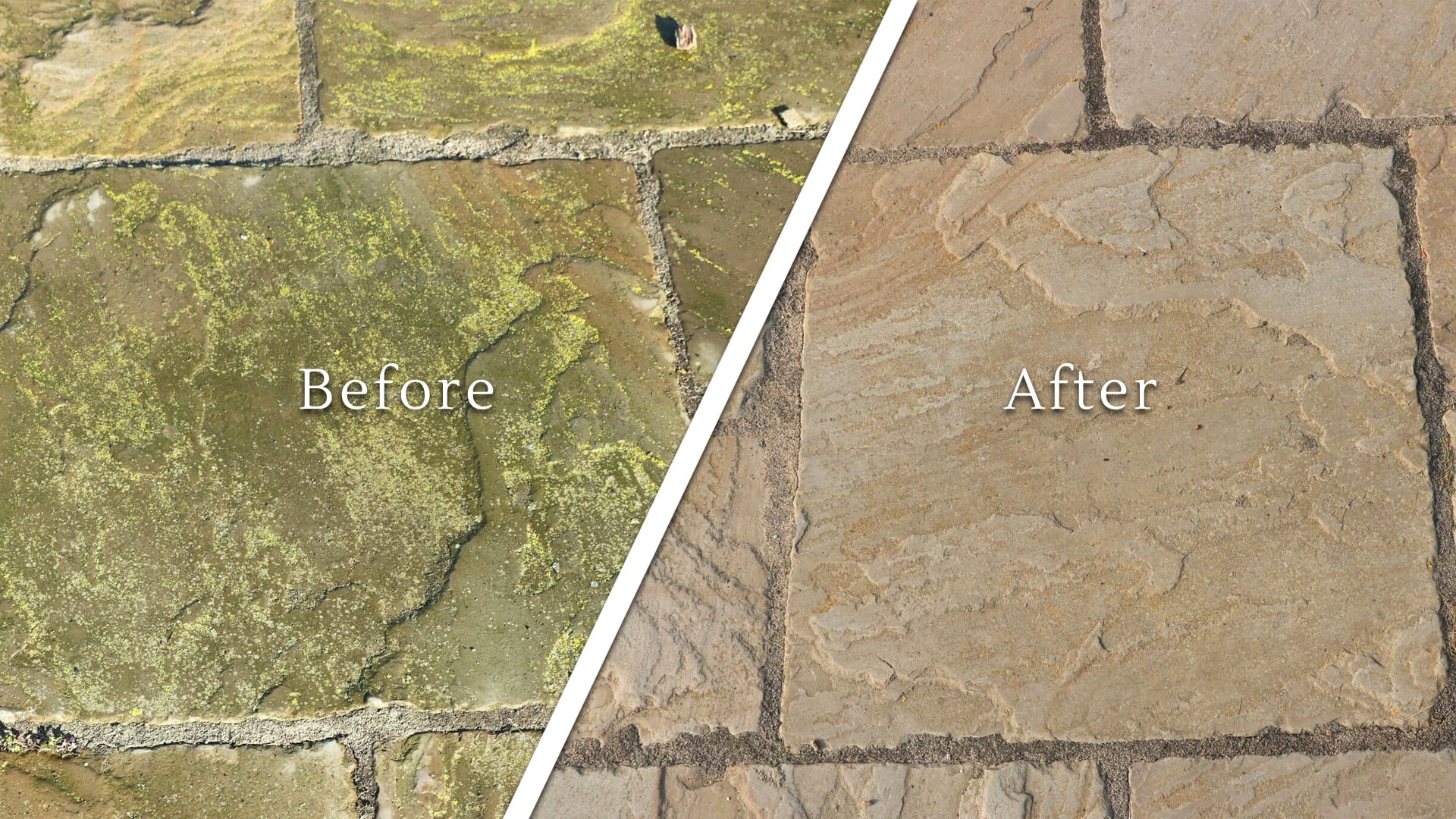 Before and after stone cleaning comparison