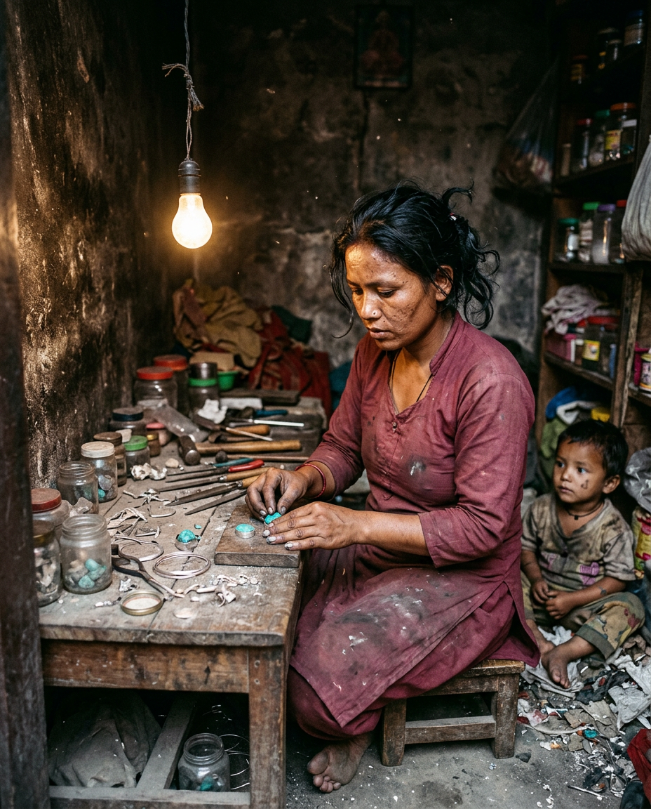 Sunita in her Kathmandu silversmith workshop