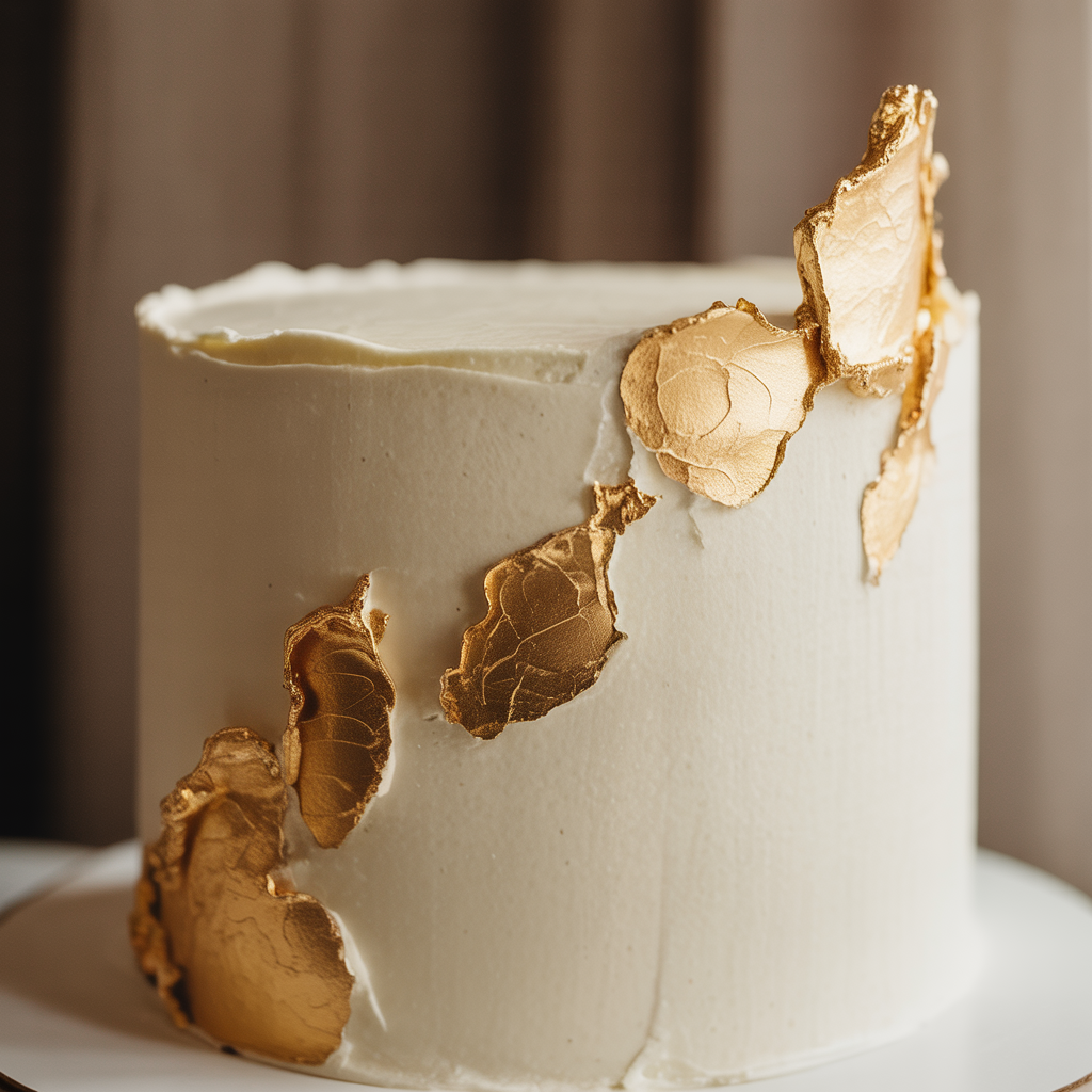Minimalist Gold Leaf Cake
