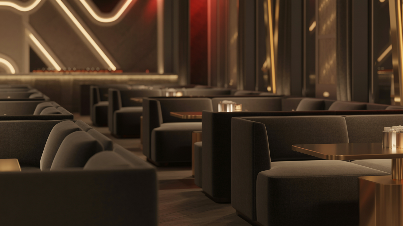Modern lounge atmosphere with warm lighting