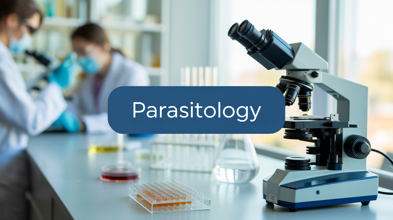 Laboratorium parasitologi dengan mikroskop untuk pemeriksaan STH