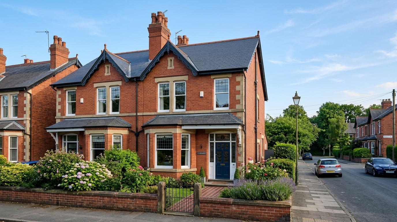 Professional slate roofing on a traditional British home in Stockport
