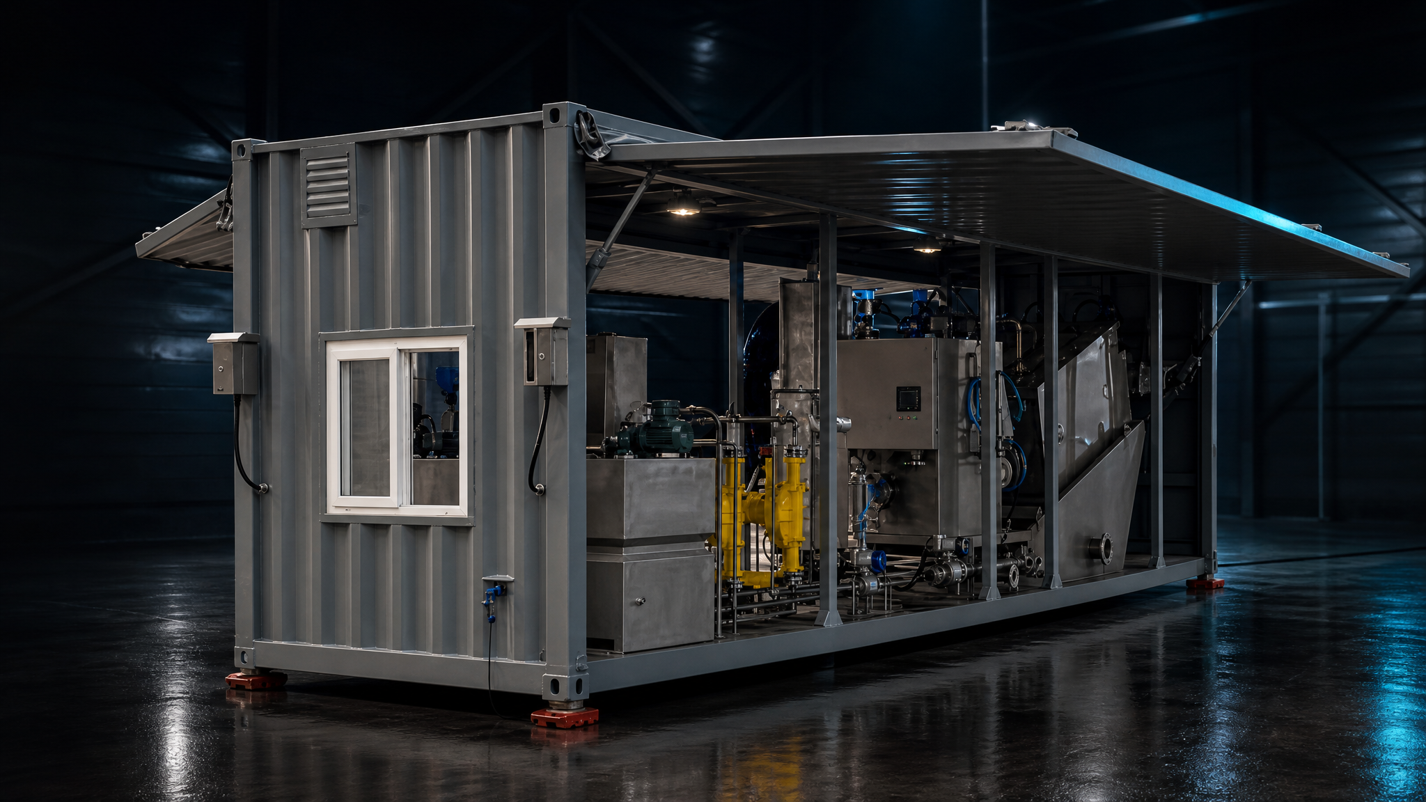 Containerised mobile wastewater treatment unit for rental