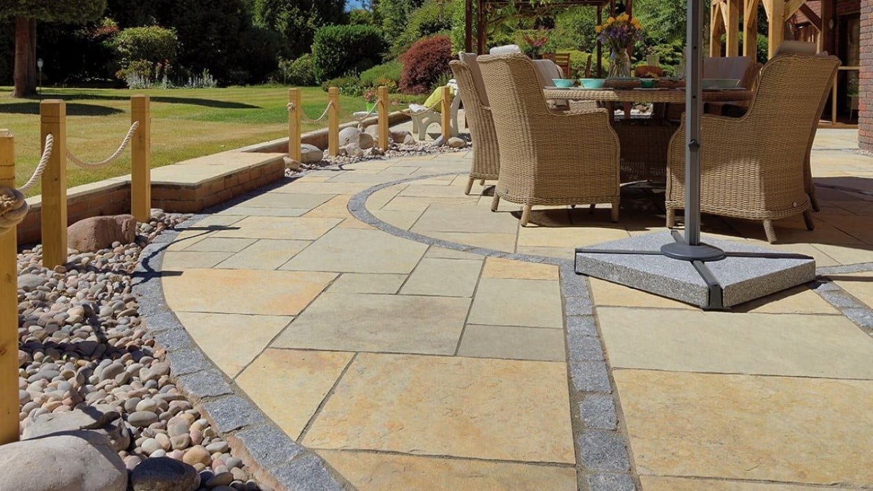 Herringbone block paving close-up