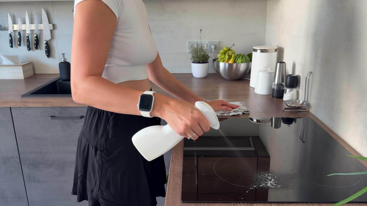 Professional cleaner at work in a modern home