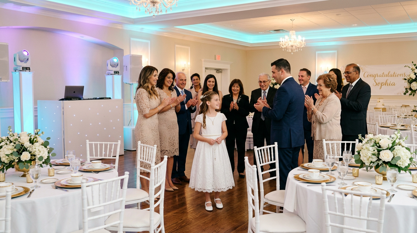 Celebración infantil elegante con ambiente festivo