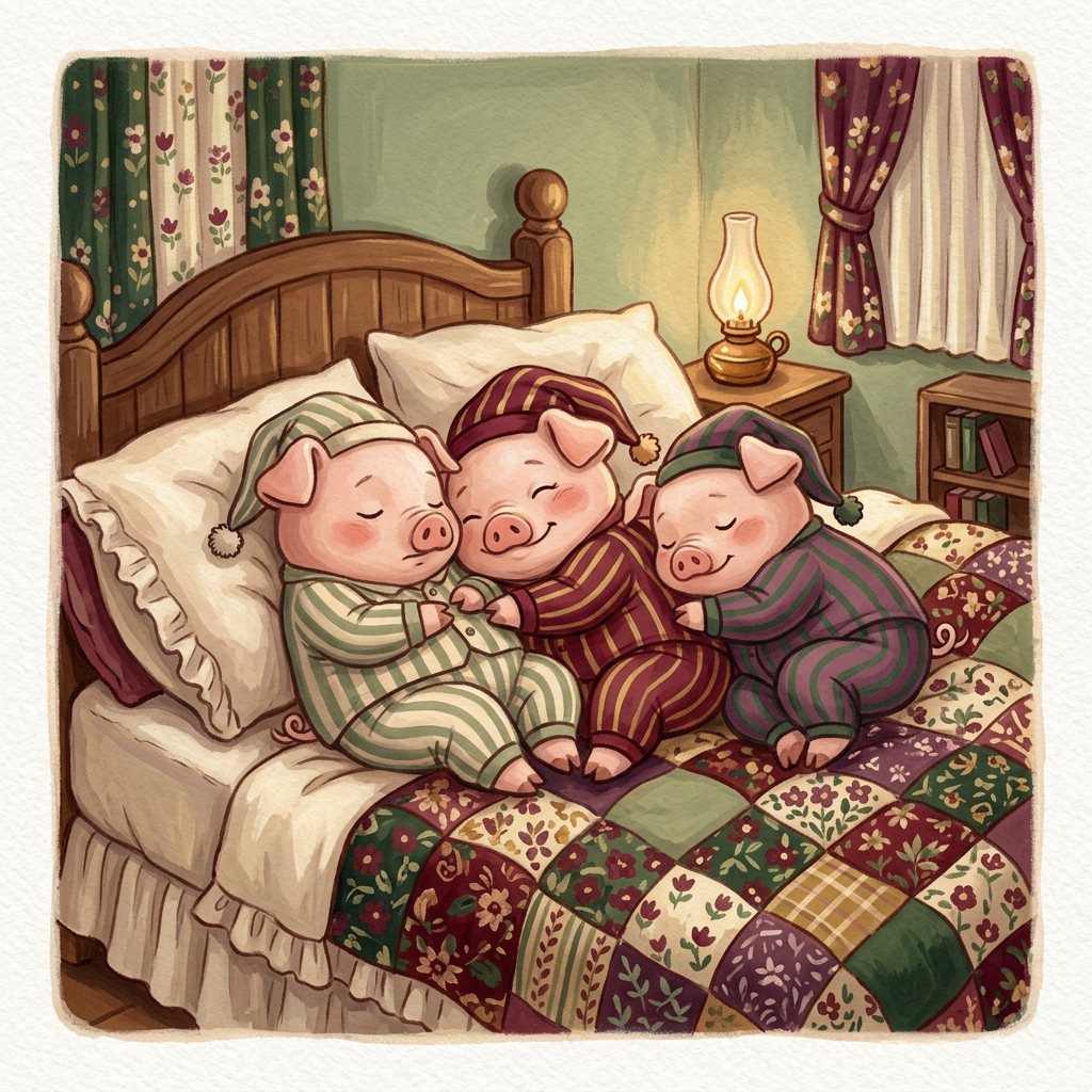 Portada ilustrada de Los Cochinitos Dormilones