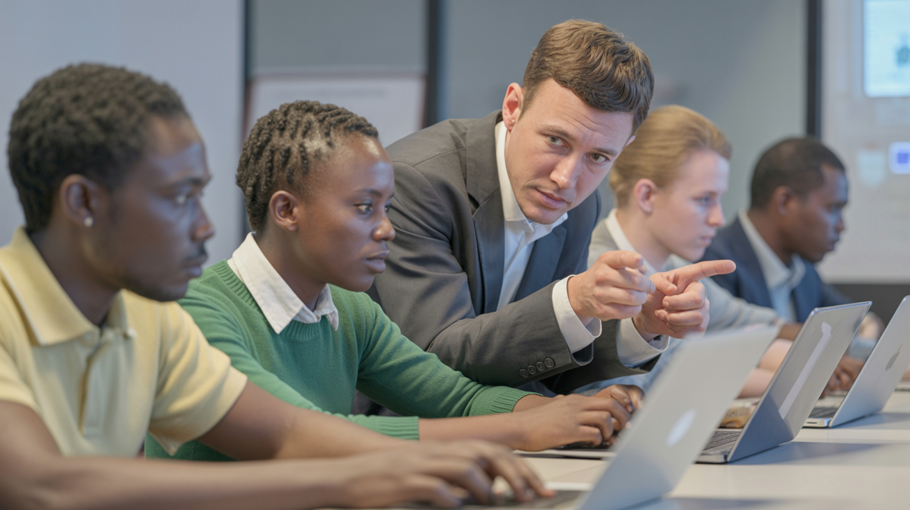 Hands-on technology training workshop with instructor and students