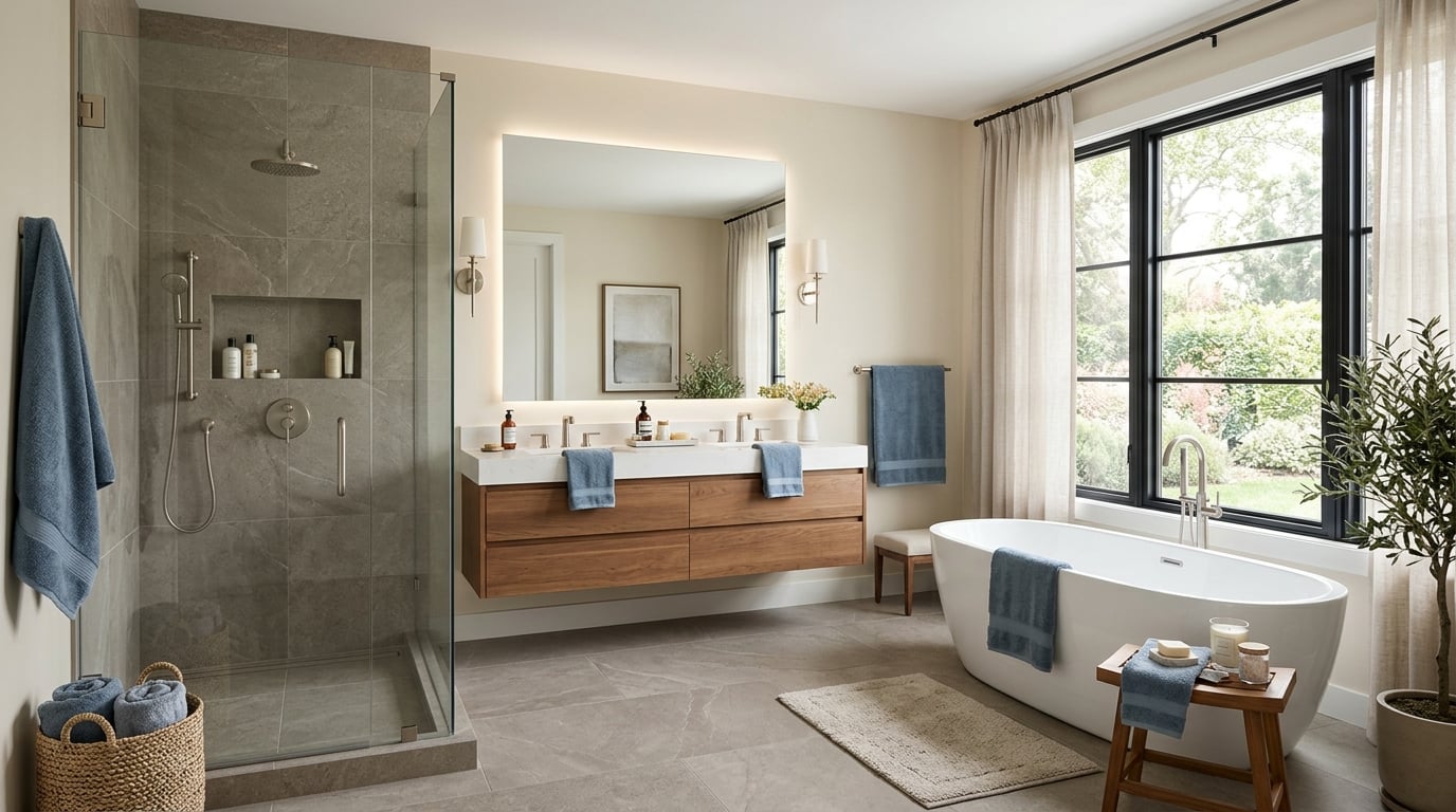 Completed luxury bathroom remodel