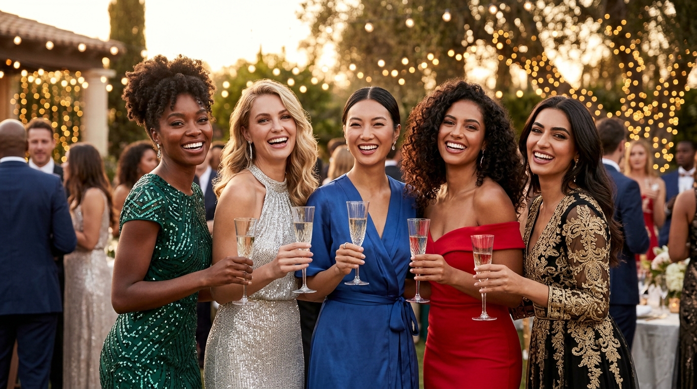 Diverse women celebrating together at an elegant gathering