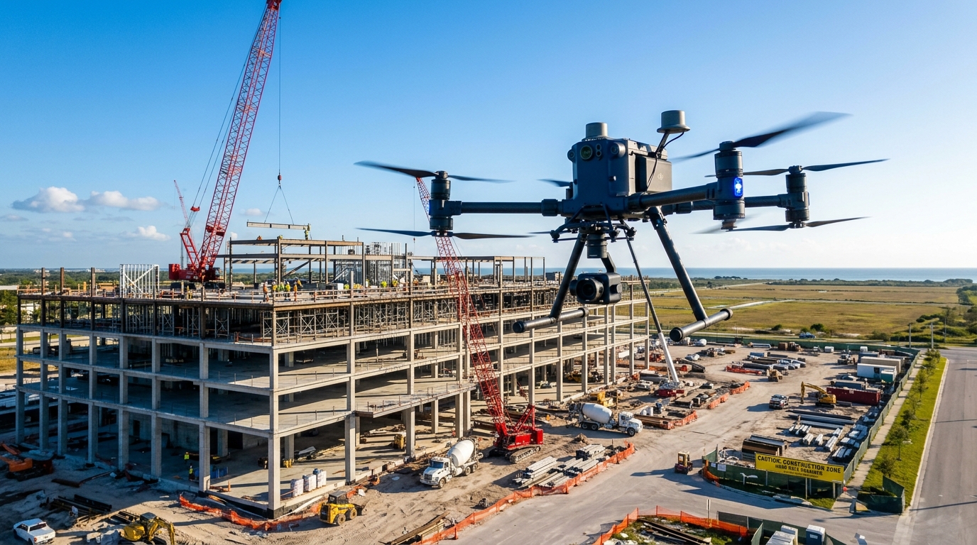 Advanced drone technology over Florida job site