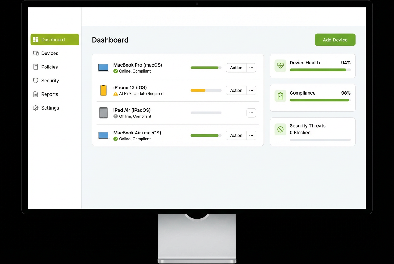 JAMF Now Dashboard für Apple Geräteverwaltung
