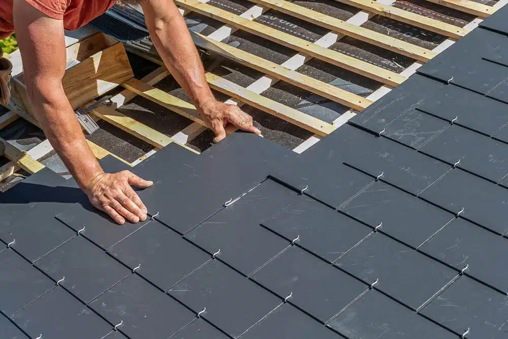 Roof tiling work