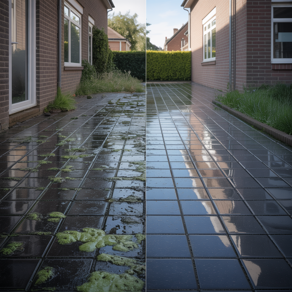 Patio Cleaning before and after