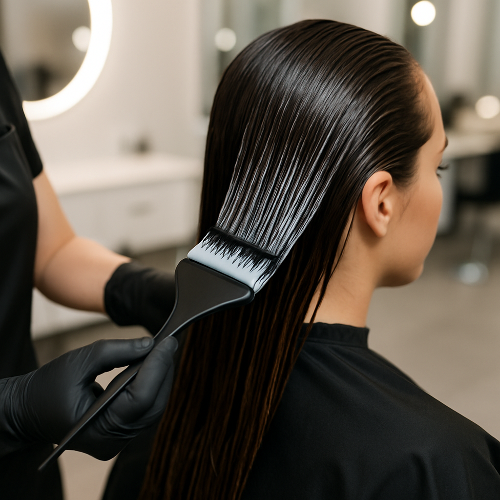 Keratin treatment in progress 💆‍♀️ Say goodbye to frizz, hello to silk! #keratintreatment #haircare #smoothhair