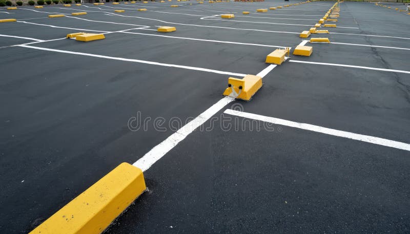 Professional parking lot with line striping