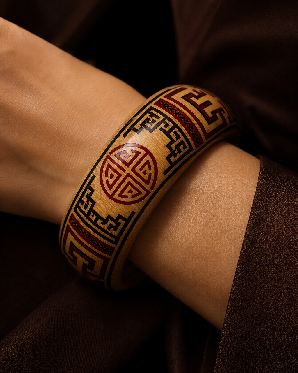 Close-up of the Hoi An Bangle on a model's wrist