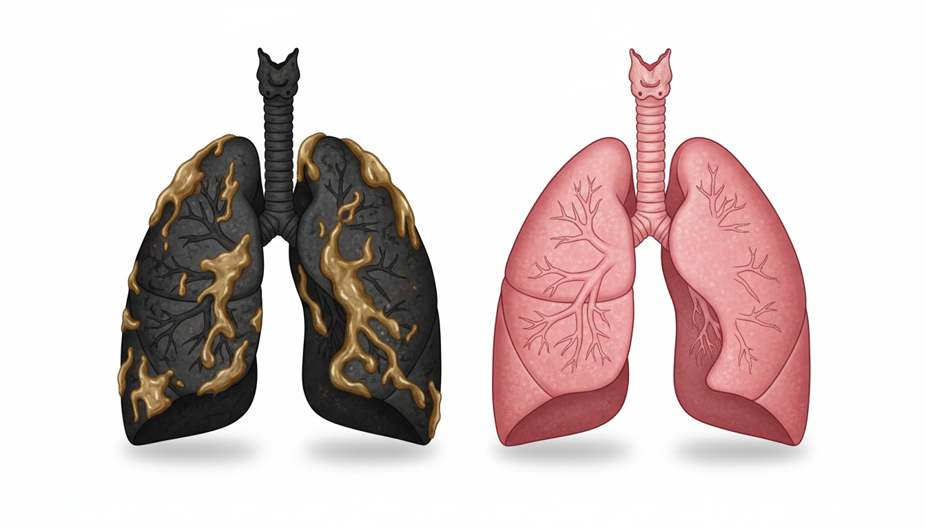 Smoker lungs vs healthy lungs comparison