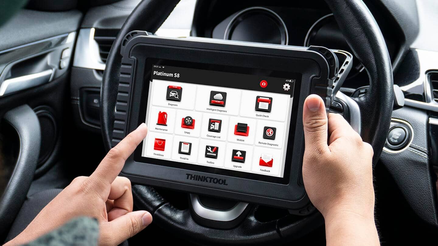 OBD diagnostic scanner connected to vehicle