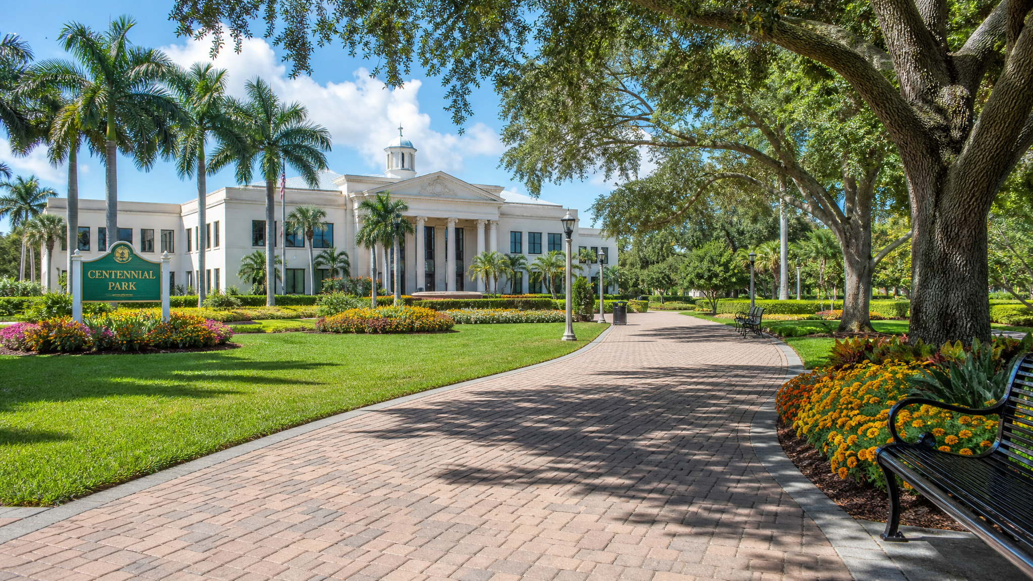 Well-maintained Florida municipal park with landscaping