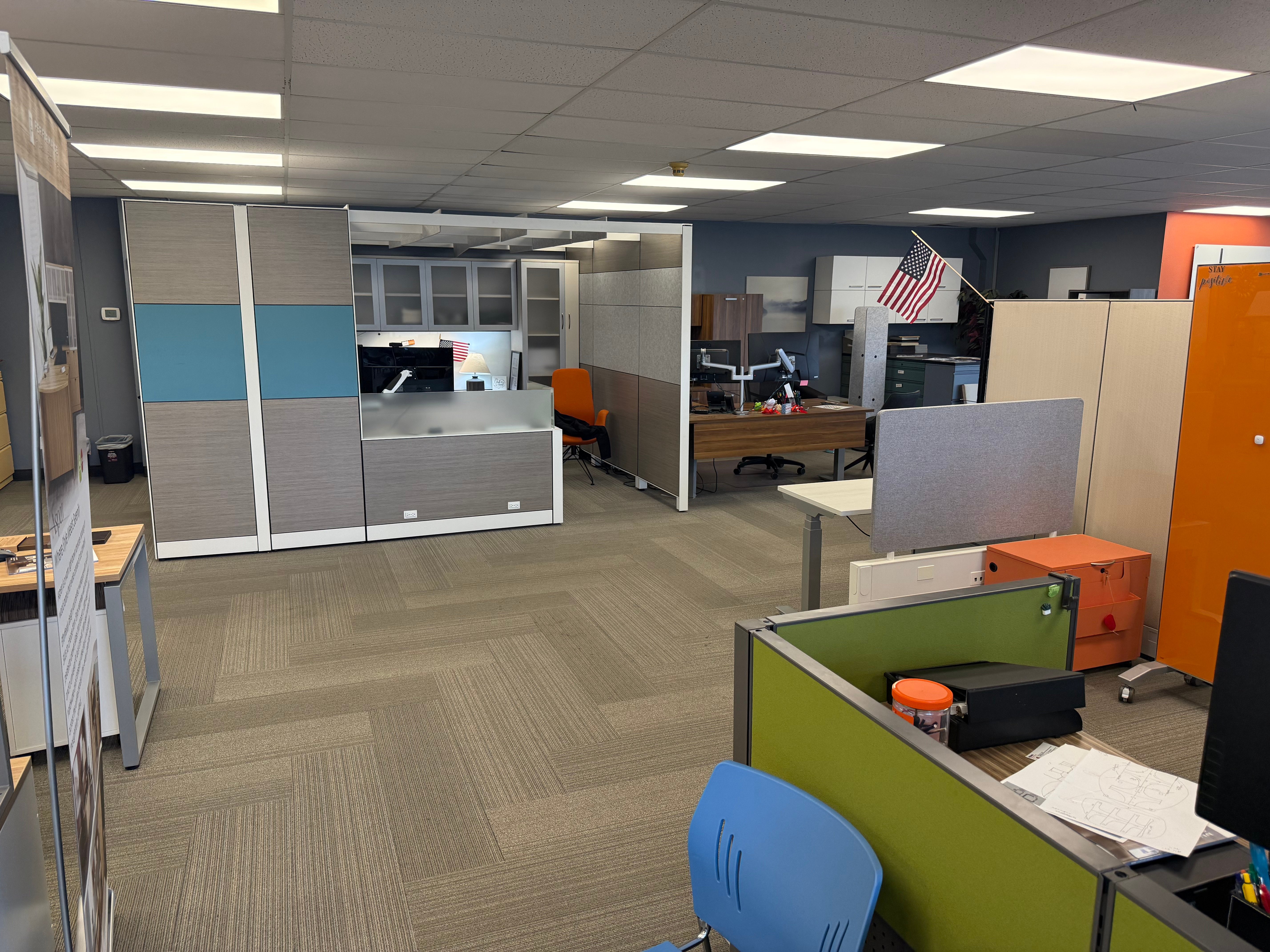 Cubicle and panel system display with private office configurations