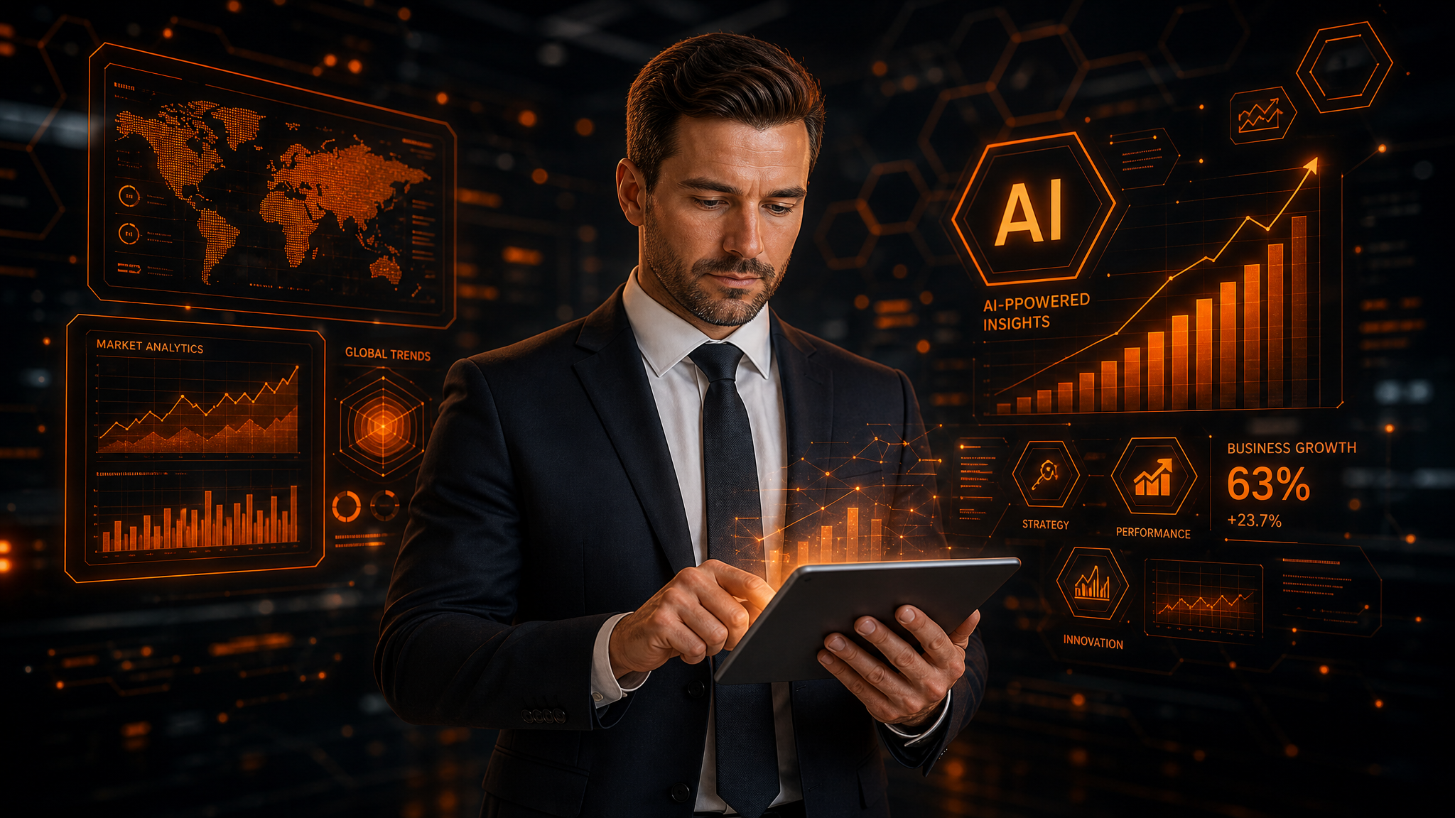 Empresario con tecnología IA