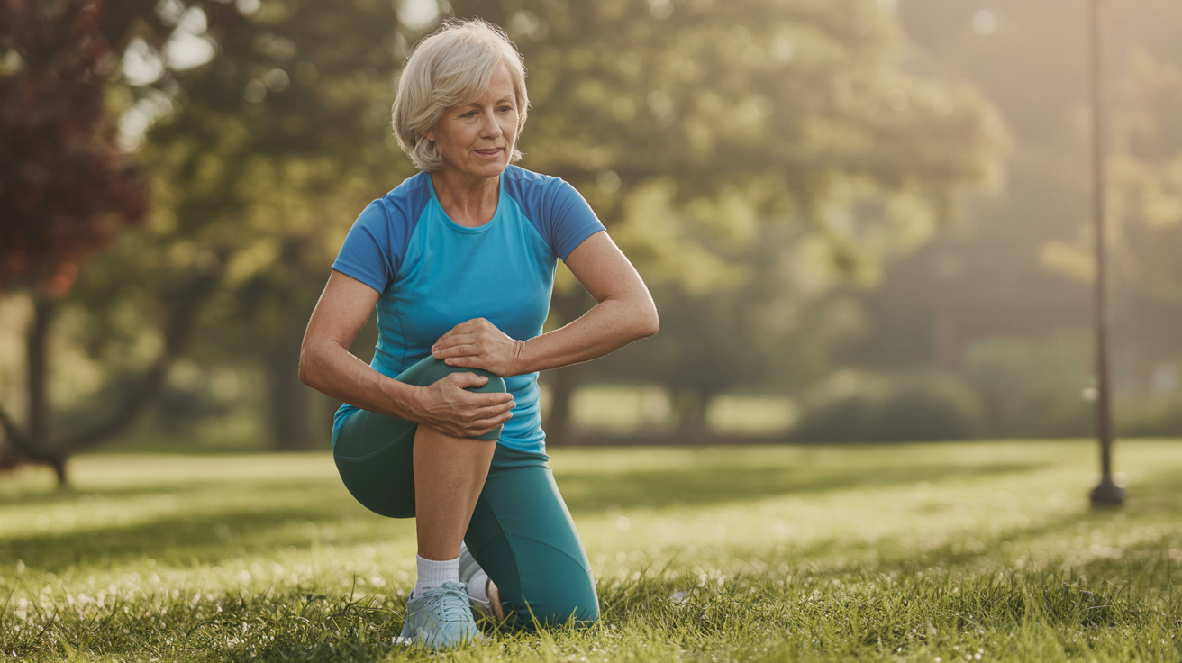 Senior person doing gentle knee exercises