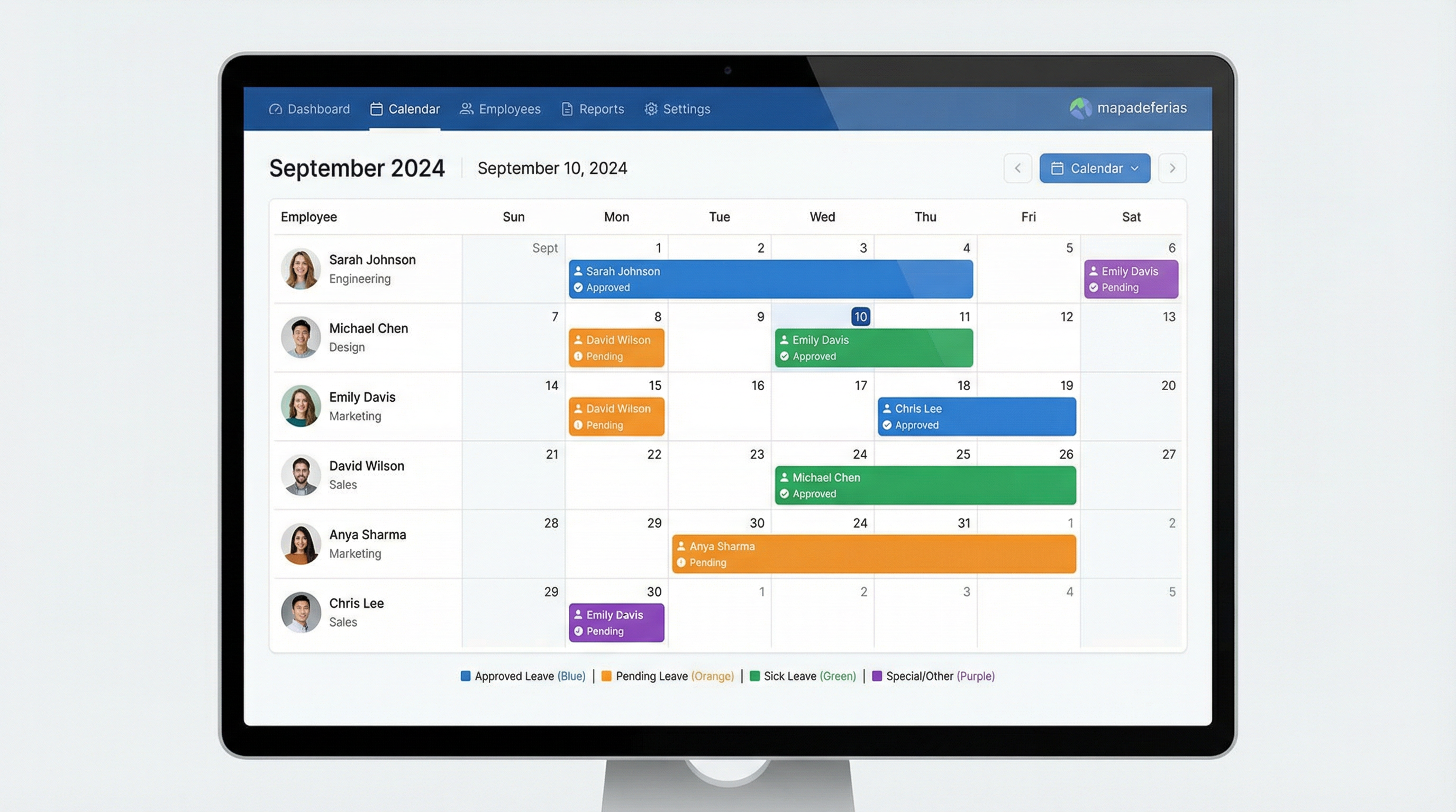 Dashboard - Mapa de Férias