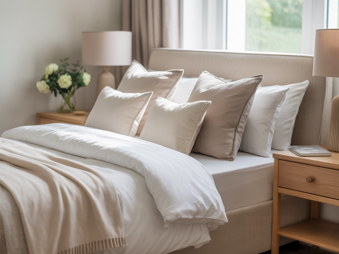 Neutral, move-in ready bedroom in a UK alternative accommodation property
