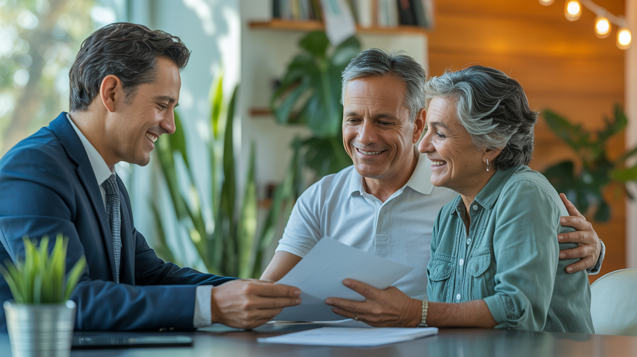 Asesor de The Money Center orientando a pareja sobre su retiro