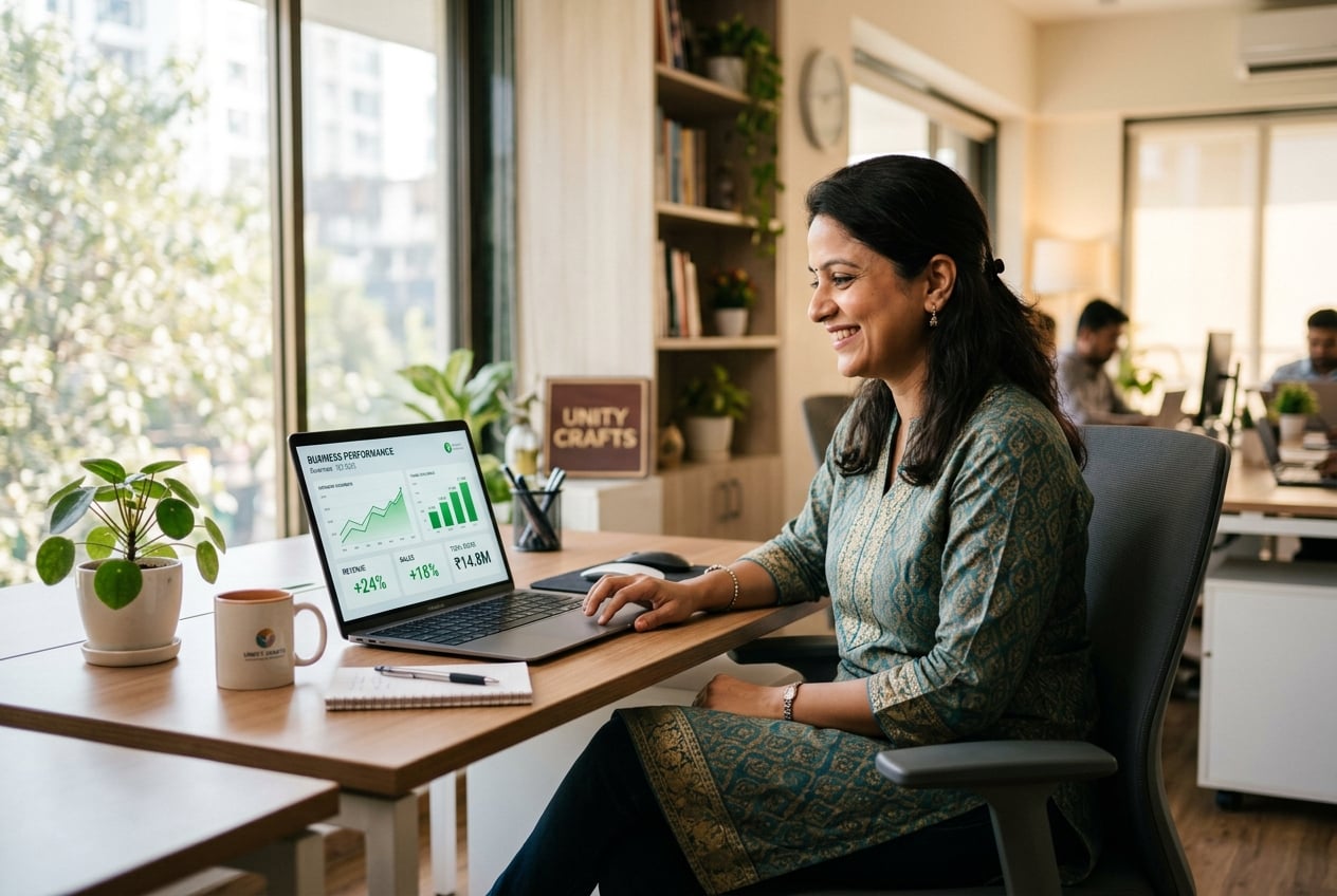 Business owner viewing analytics