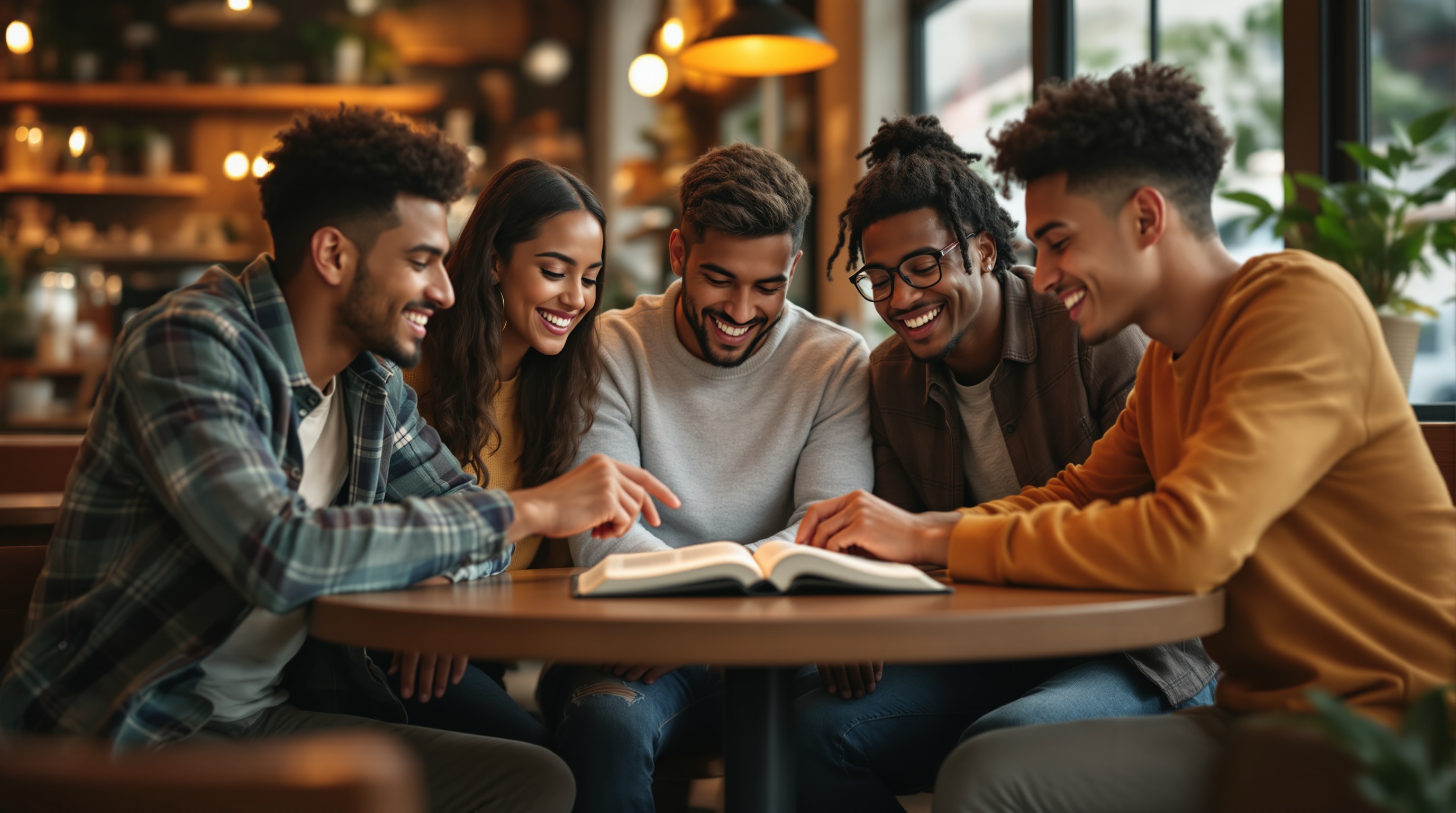 Teens studying Bible