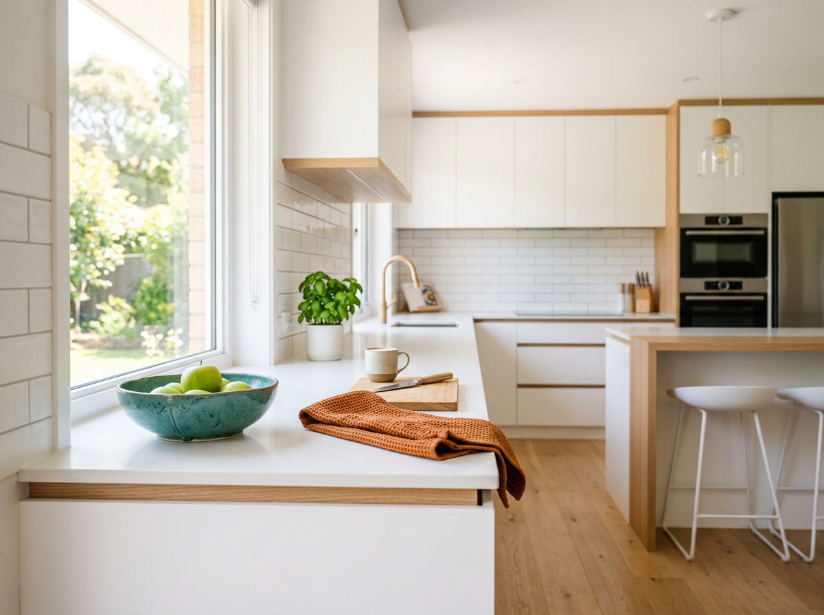 Spotless modern kitchen after cleaning