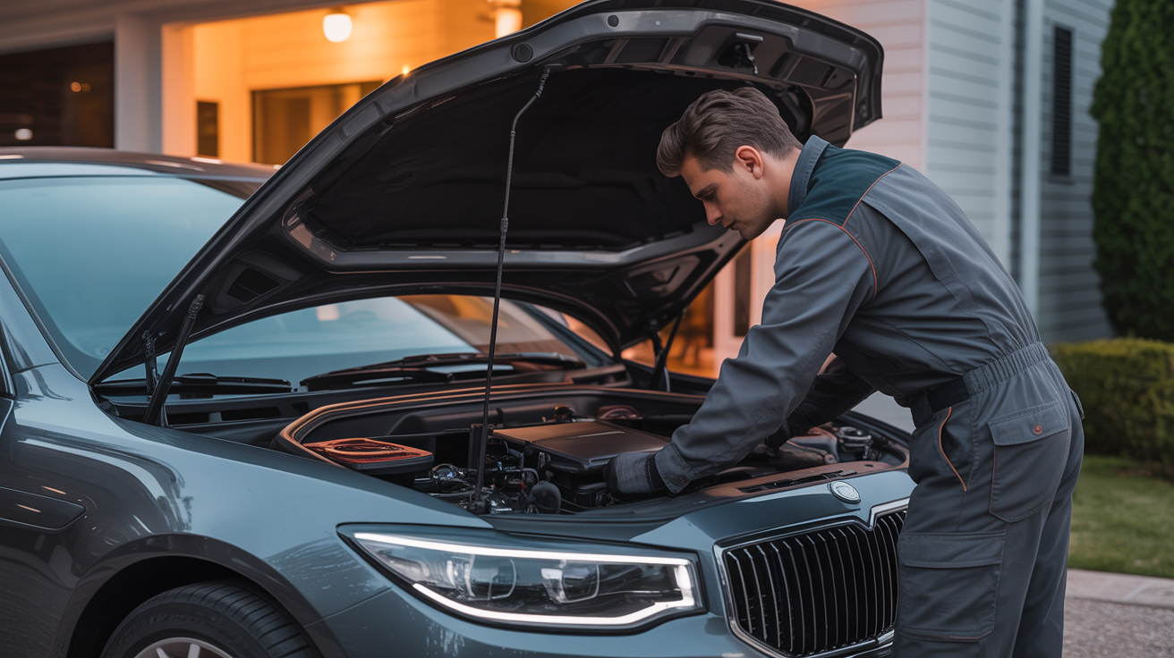 Professional mobile mechanic working