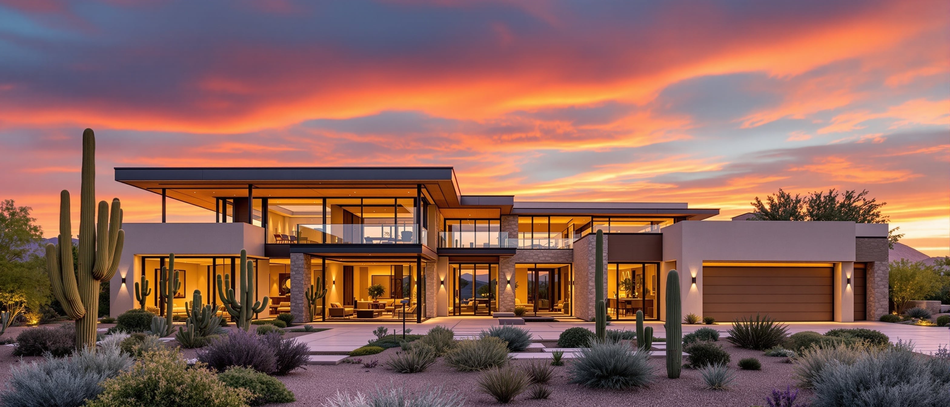 Luxury Arizona home at golden hour