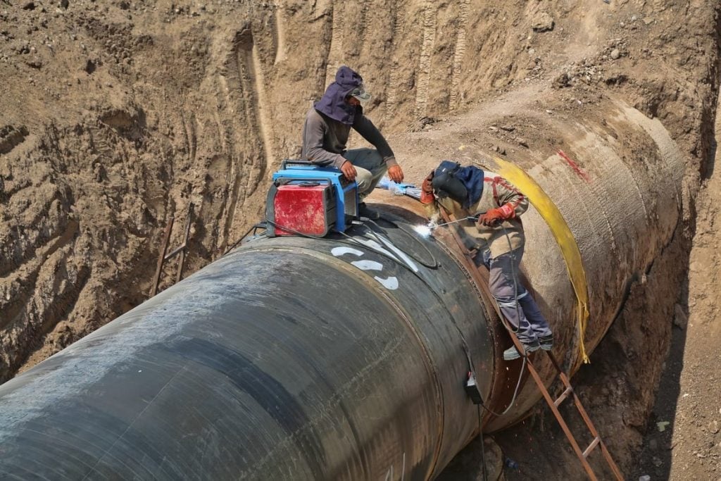 Environmental safety inspection at an industrial oil and gas site
