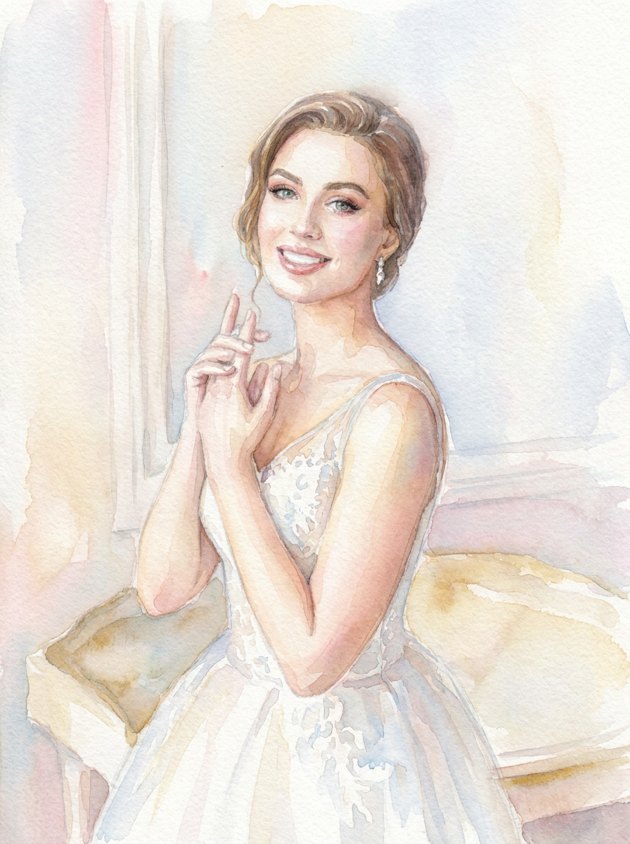 Finished Watercolor portrait - Ethereal dreamy portrait with soft colors