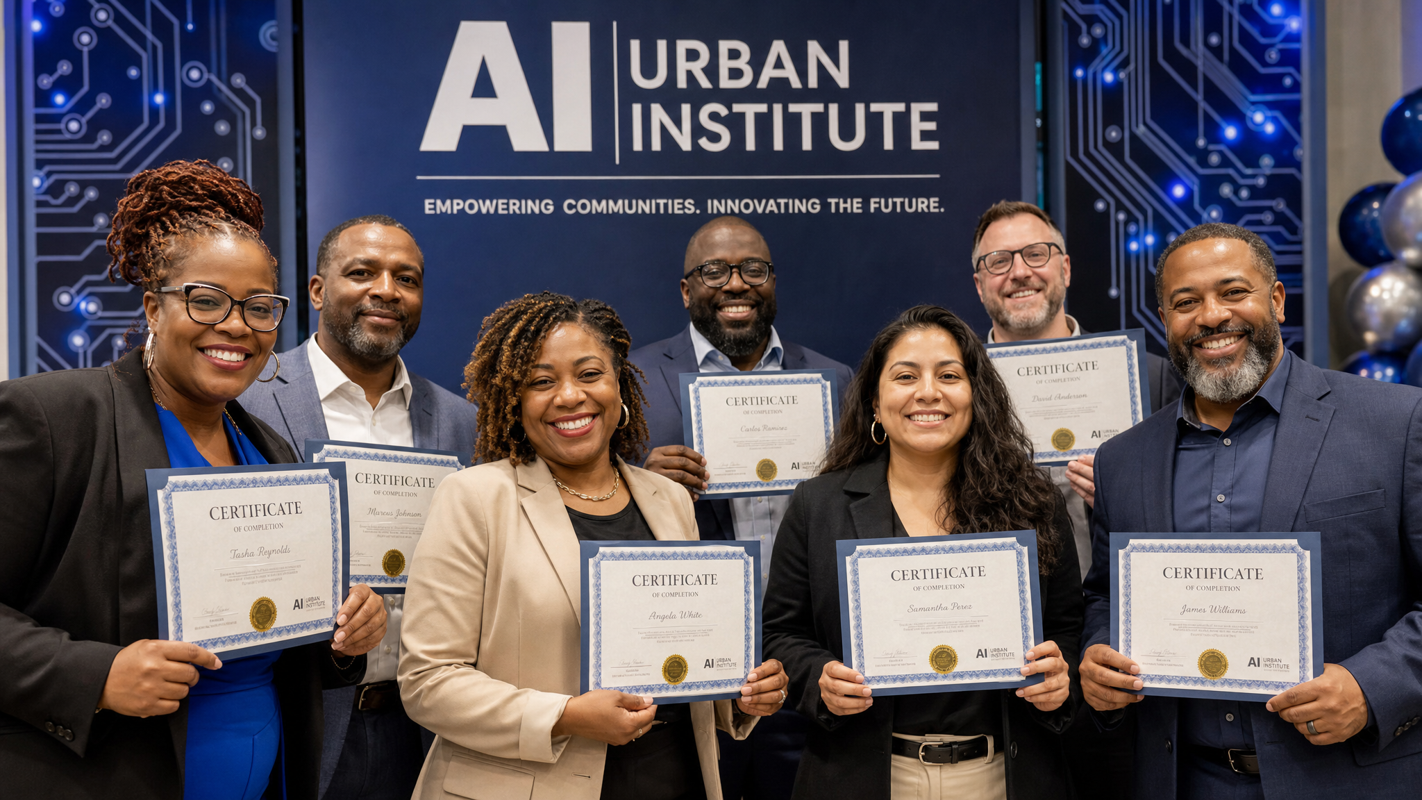 AI Urban Institute graduates celebrating their achievements