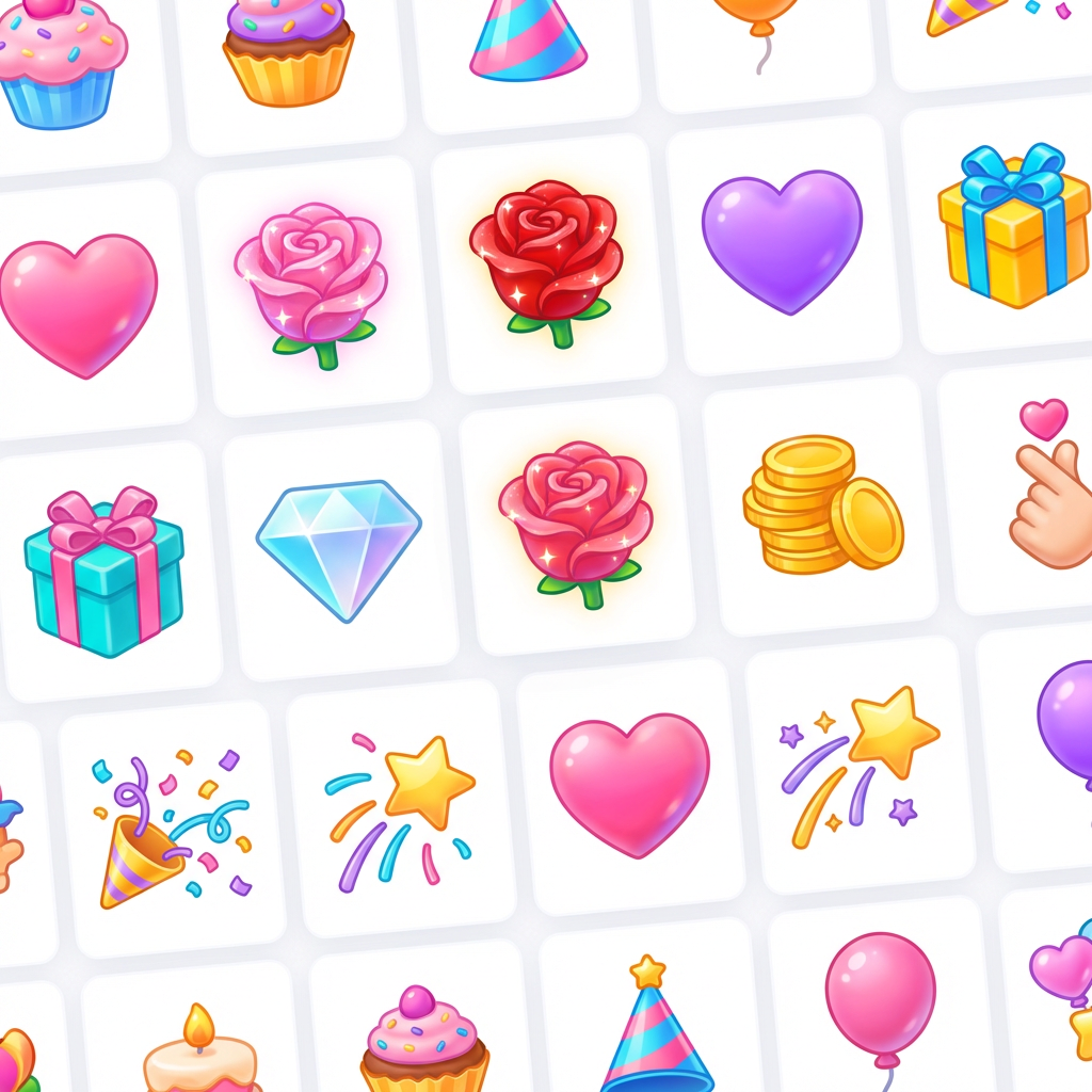 Colorful TikTok virtual gift icons including roses, hearts, gift boxes, diamonds, and coins