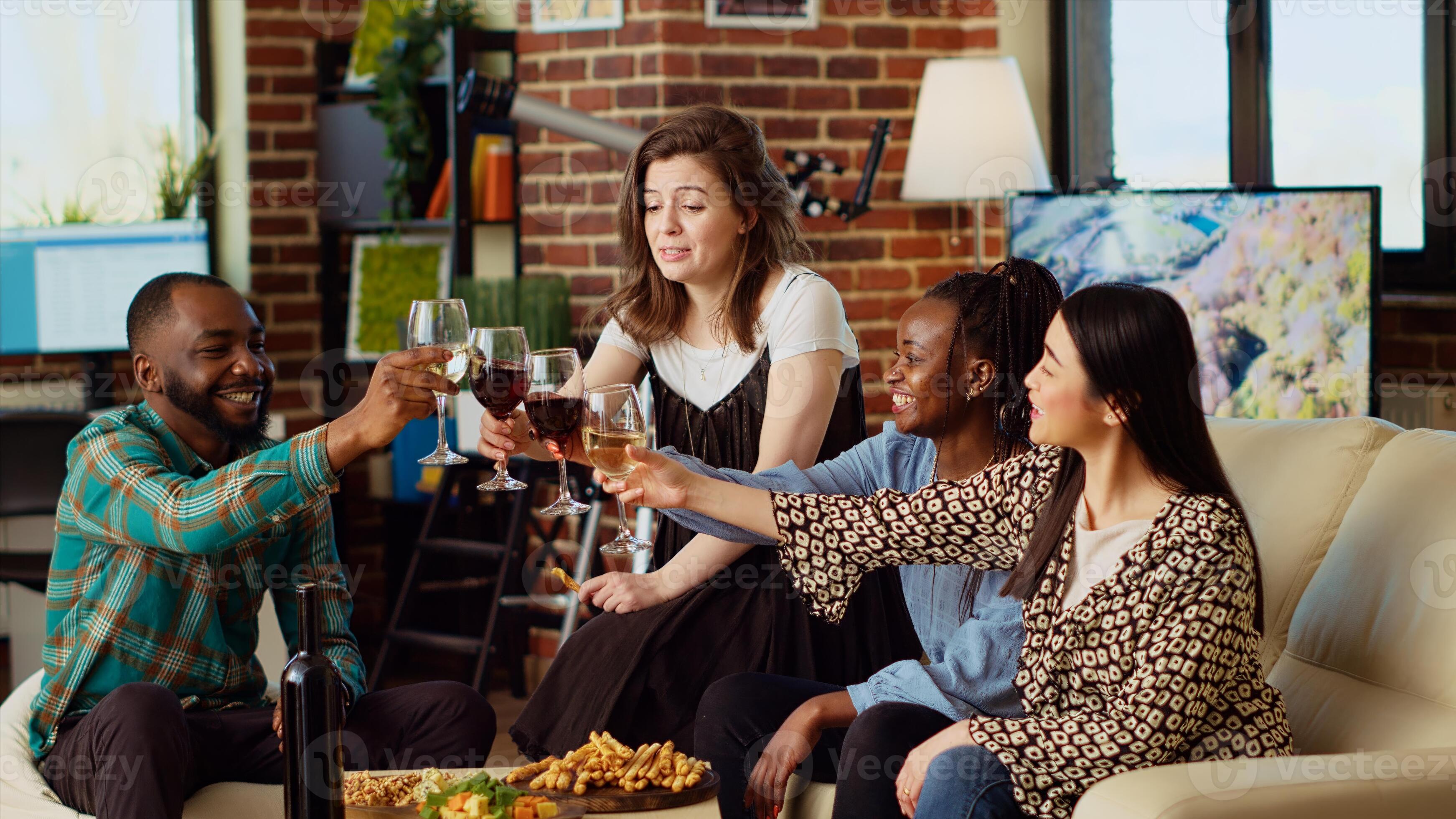 Guests celebrating at a joyful party gathering