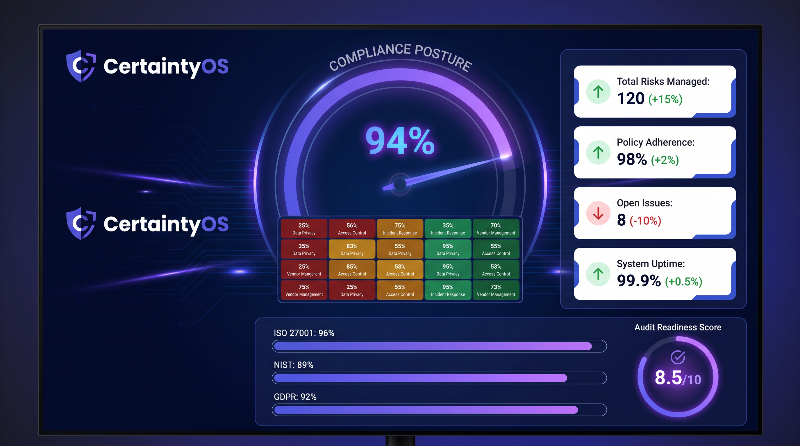 CertaintyOS™ Executive Compliance Posture Dashboard