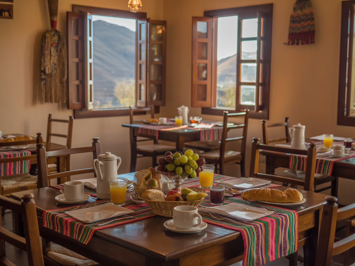Desayuno andino en Casa Talios con productos locales frescos