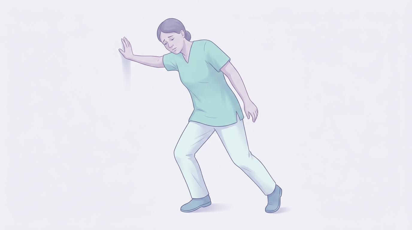 Illustration of a person mid-stagger reaching out to steady themselves against a wall