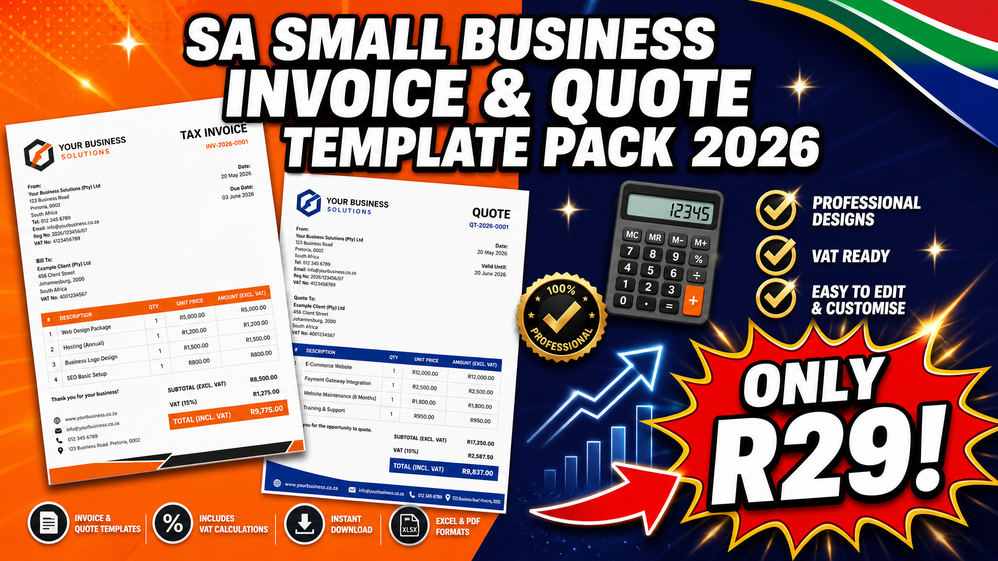 SA Small Business Invoice & Quote Template Pack 2026
