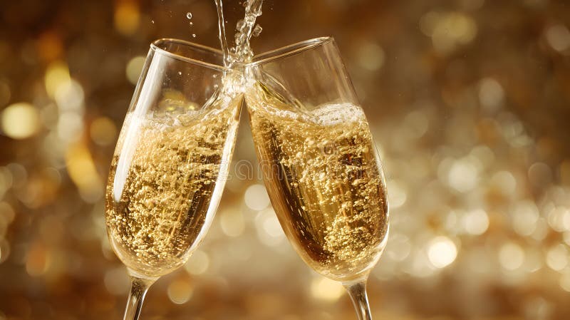 Champagne glasses toasting in a luxurious celebration setting