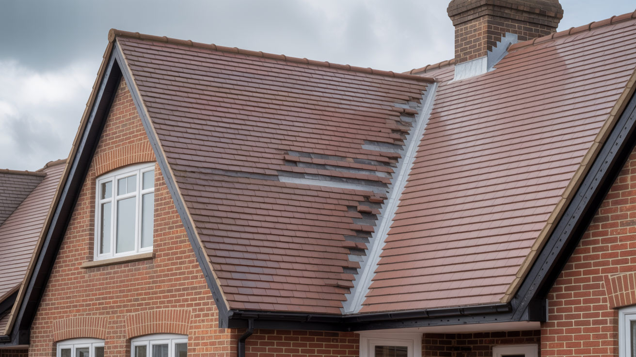 Repaired roof showing completed restoration