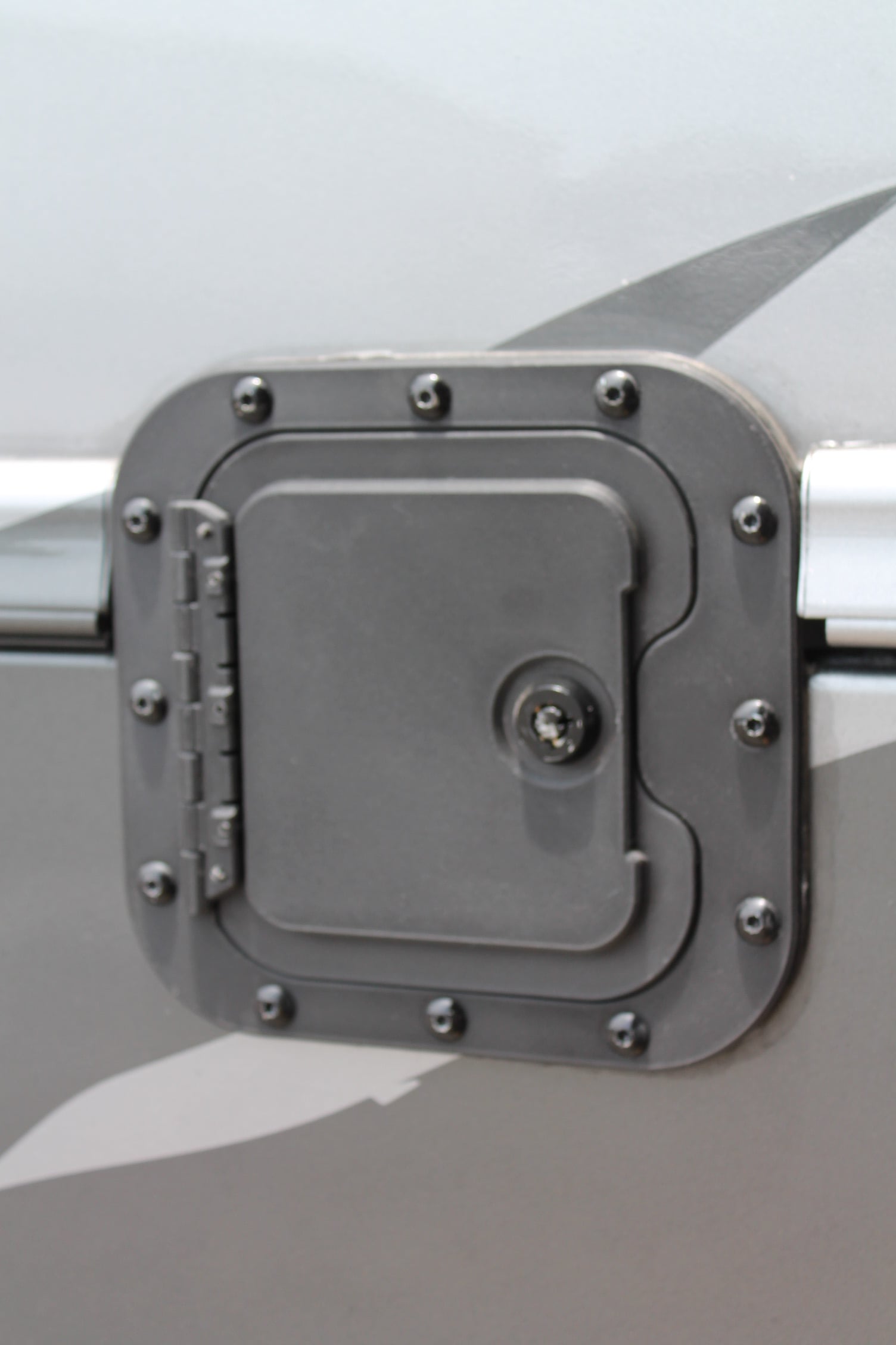 First Responder Fuel Vault — dark finish on emergency vehicle