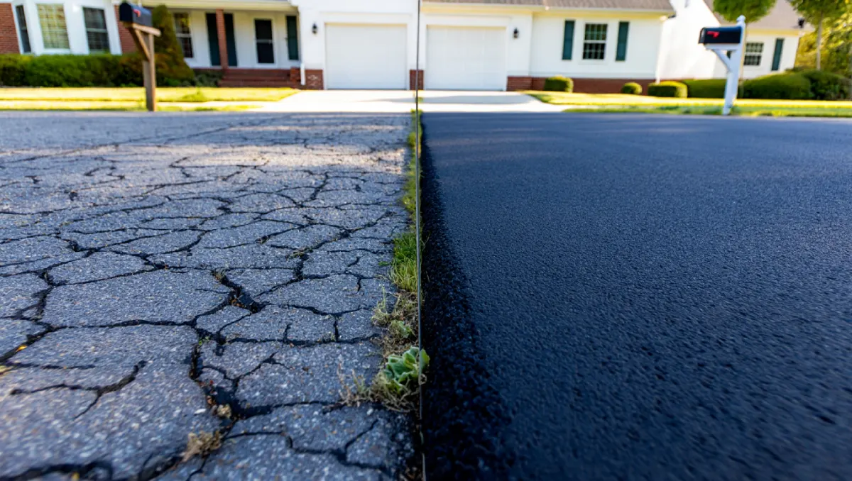 Driveway renovation before and after